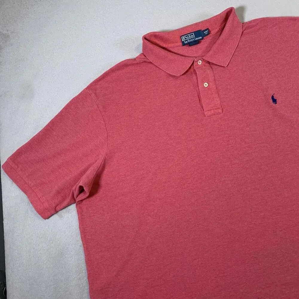 Polo Ralph Lauren Shirt Mens Size 4XLT Pink Blue Pony Logo Big‎ Sizes Polo Adult